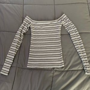off the shoulder striped longsleeve